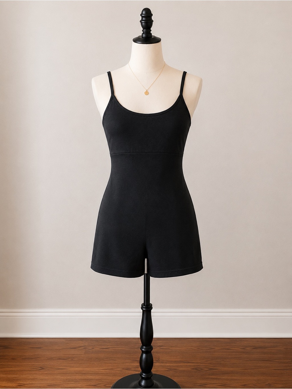 Black Spaghetti-Strap Shapewear Romper